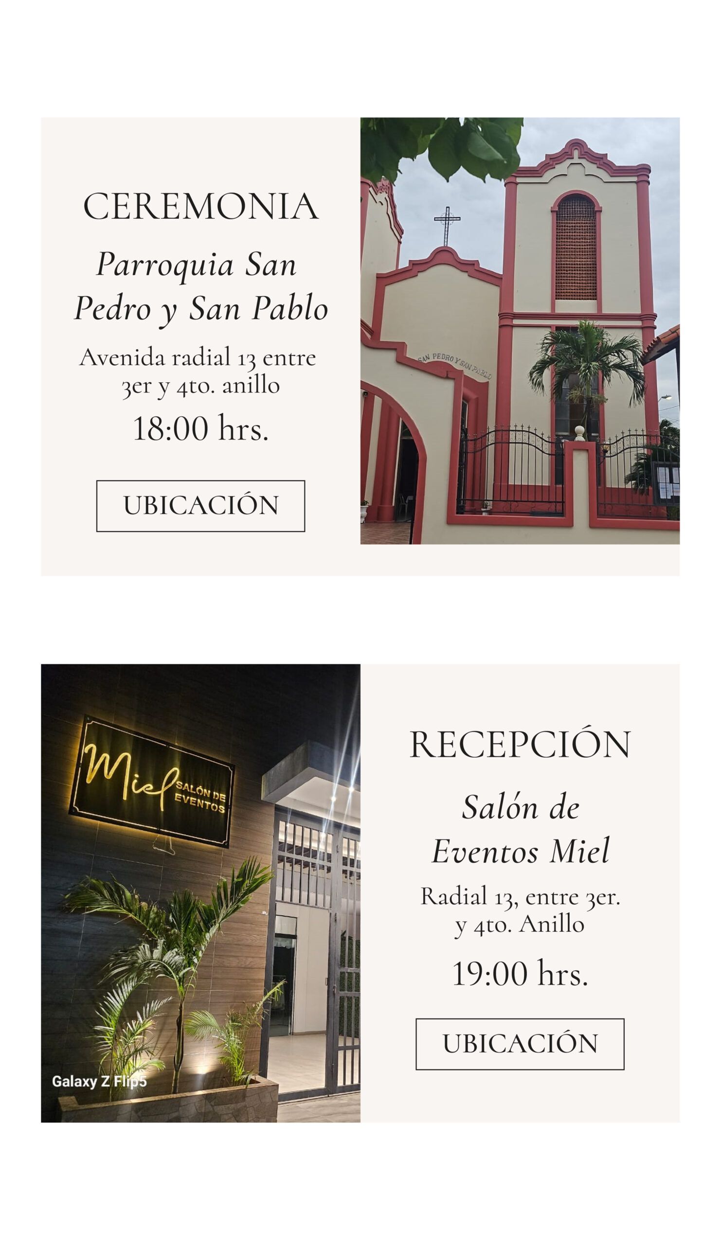 Invitación con ceremonia y recepción