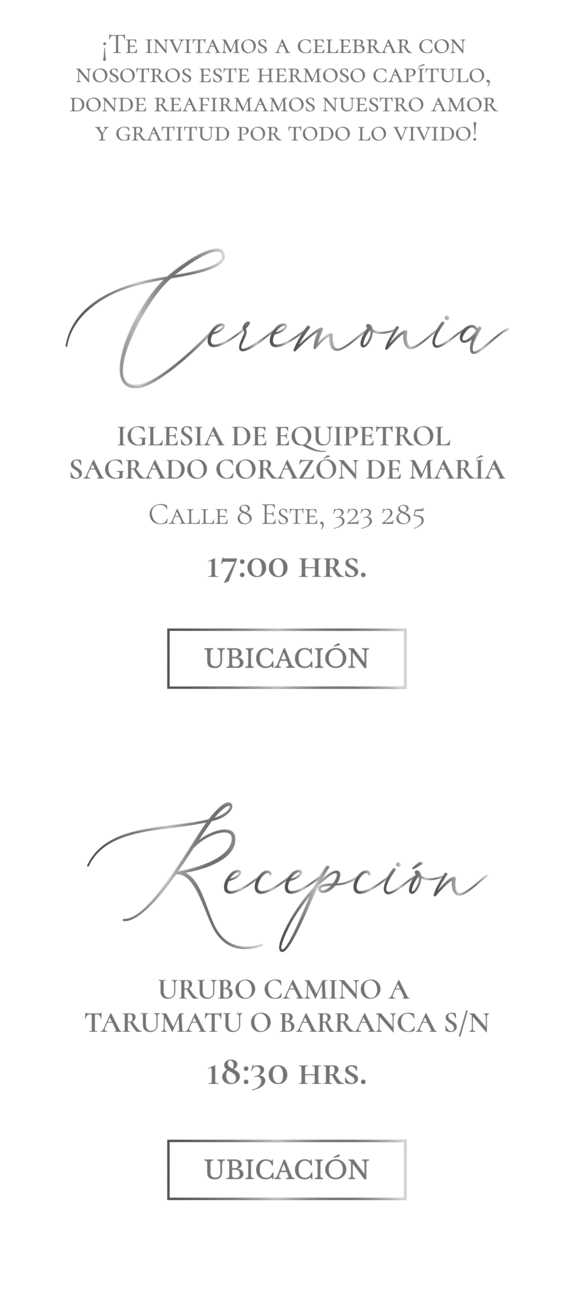 Invitación Boda Plata